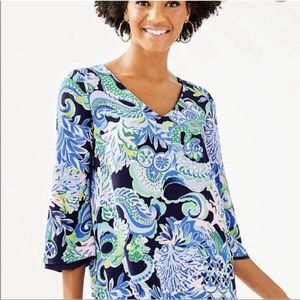 Lilly Pulitzer FLORIN REVERSIBLE 3/4 SLEEVE TOP Bright Navy Sirens & Spirits